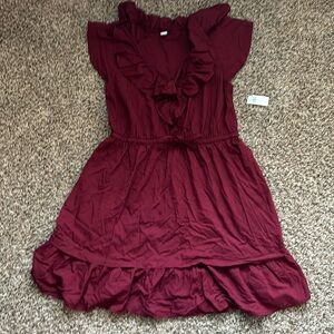 Old Navy Burgundy Ruffle Dress